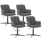 BALIAA Esszimmerstühle 4er Set, Drehbar Küchenstühle 4er Set Stühle Grau, Essstuhl mit Armlehne Polsterstuhl aus Strickstoff mit Metallbeinen für Esszimmer Küche Wohnzimmer