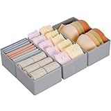 DIMJ 4 Stück Schubladen Ordnungssystem Schubladen Organizer, Faltbare Aufbewahrungsbox Stoff, Schubladeneinsätze für Kleiderschränke, Kleiderschrank Organizer für Kleidung, Hellgrau