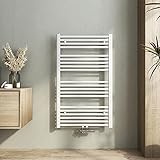 Heilmetz Weiß Badheizkörper 600 x 1000 mm Handtuchtrockner 498 Watt Leistung Heizkörper Bad Mittelanschluss Handtuchheizkörper
