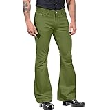 Schlaghose Herren Retro Style Stylische Freizeithose Stretch Lang Leicht Winter Pants 70Er Jahre Hose Stilvoll Einfarbig Glockenhose Mit Taschen Bequeme Herrenhose Hippie Karneval Kostüm