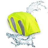 ECENCE 1x Helmüberzug Fahrradhelm - Helmüberzug Fahrrad - Regenhülle Fahrradhelm - Universal Helmschutz Fahrrad wasserdicht Neon mit Reflektorstreifen