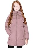SOLOCOTE Mädchen Wintermäntel Heavyweight Mediun Länge Warme Jacken Daunenähnliche Baumwolle Watte Outwear 80817 Rosa 7-8Y