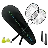 Talbot-Torro Badminton Set Professional | 2 Carbon-Schläger | 2 Federbälle | 2 Griffbänder | Schlägertasche | Leicht & Robust | Für Anfänger & Fortgeschrittene | Outdoor & Indoor
