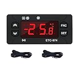 YQVEOT Digitales Temperaturreglermodul ETC-974 Mini-Digital-Temperaturregler, Kühlschrank-Thermostatregler, Thermoregler, Thermoelement, NTC-Doppelsensor