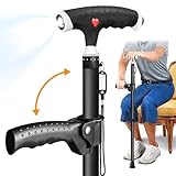 ispuoocti Verstellbarer Gehstock für Herren und Damen Doppelgriff Verstellbarer, Gehstock mit LED-Licht, gehstöcke für senioren und Menschen mit verschiedenen Arten von Arthritis (Schwarz)
