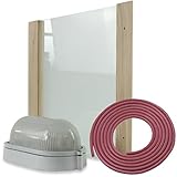 Saunalampe LUNA PREMIUM Saunaleuchte Anschlusskabel Blendschirm Einscheibensicherheitsglas sandgestrahlt Saunalicht Saunazubehör