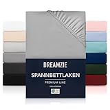 Dreamzie Spannbetttlaken 200x200 cm - Hoher Steg bis 33 cm - 100% Mikrofaser - Grau - Schadstoffgeprüft (Oeko TEX), Bettlaken mit Gummizug