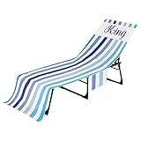 Strandstuhl-Handtuch, Sesselbezug, gestreiftes Pool-Handtuch, Mikrofaserbezug für Poolstuhl, mit Seitentaschen, Handtuch und Trocknungsbezug