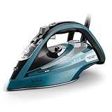 Tefal Ultimate Pure Dampfbügeleisen, 3200 Watt, kraftvoller Dampf, 300 g/Min. extra Dampfstoß, AutoClean Bügelsohle, Micro Calc, Abschaltautomatik, Tropfstopp, Schwarz/Blau, FV9851E0