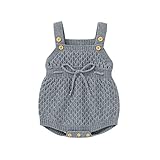 Jungen Strampler Jumpsuit Set, Neugeborenes Baby Mädchen Jungen Winter Knit Outwear Weste Rüschen Pullover Strampler Bodysuit Babykleidung Verkauf Gr. 92, grau