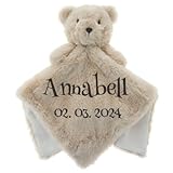 Wuff-Dogsworld Baby Kuscheltuch VIELE Modelle mit Namen Bestickt Geschenk Taufe Geburt Schmusetuch Schnuffeltuch Trösterchen Junge Mädchen (Bär beige)