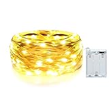 Gcstnn 30er LED Lichterkette, 3M/9,8Ft Micro LED mit Timer (6 Stunden AN | 18 Stunden AUS) wird mit Batterie betrieben für Zimmer,Terrasse,Halloween,Weihnachten,Innen/Außen Dekoration| warmweiß