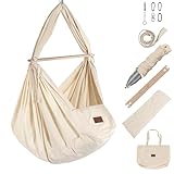 SCHMUSEWOLKE Federwiege Komplett-Set - Hängematte für Babys und Kleinkinder ab Geburt bis 3 Jahre - Bio-Baumwolle - Mit Kunstfasermatratze