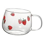 PEPLAYTAL Erdbeer-trinkglas Latte-tee-becher Doppelwandige Kaffeegläser Heiße Tasse Erdbeerschale Teebecher Latte-becher Milch Vintage Kaffeetassen Getränk Teetasse Transparent