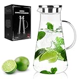 LIBWYS 2200ml Glaskaraffe - Karaffe Glas mit Deckel, Wasserkaraffe aus Borosilikatglas, Getränkekaraffe Wasserkrug für DIY Getränke, Saft, Tee, Milch