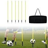 ORHEYA Fußball Agility Trainingsset - 6er Set Slalomstangen mit Erdspieß, Federbelastete Übungsstangen für Sprunghafte Agilität, für Koordinationstraining von Erwachsenen, Kindern und Hunden, 1,5m
