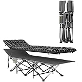 Outsunny Feldbett faltbar Campingbett mit Matratze Tragetasche 190 x 67 x 37 cm Gästebett bis 150 kg Campingliege für Erwachsene Klappbett für Indoor, Outdoor, Garten Camping Reisen Schwarz
