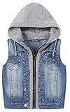 AUBIG Jungen Jeansjacke Kinder Jeansweste Ärmellos Mit Kapuze Ärmelloser Mantel Blue Jeans Mädchen Frühling Herbst Stil A 3-4 Jahre