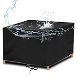 Abdeckung Gartenmöbel Winterfest 120x65x80cm/LxBxH Multi-Größe Wasserdicht Schutzhülle Abdeckplane für Gartentisch Abdeckung Tischabdeckung Outdoor Gartenmöbel Abdeckhaube Anti-UV Schwarz