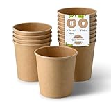BIOZOYG Suppenbecher to go 500 Stück 400 ml / 16 oz, Ø 95 mm, braun Suppenschüsseln Einweg - Einweggeschirr - Alternative zur Plastikschüssel - To go Becher, Suppe, Soup Bowl