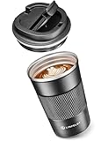 LINFELDT® Thermobecher Kaffee to go 380ml - 4H Heiß & Auslaufsicher - Kaffeebecher to go - Coffee to go Becher - Teebecher to go - Isolierbecher - Coffee Mug Thermotasse Schwarz Edelstahl