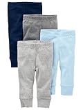 Simple Joys by Carter's Unisex Baby Hose Baumwolle, 4er-Pack, Blau/Grau/Weiß, 0 Monate