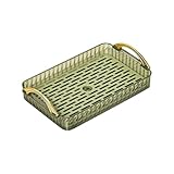 Abtropfgestell Geschirr mit hohlem Tropfschale, Geschirrabtropfgestell mit tiefem Überlauf-Schutzrillen-Design, Auffangschale mit abgerundeten Ecken und kratzfesten Kanten(Gold,12.8x7.9 in/32.5x20 cm)