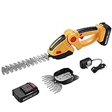 Kabellose Grasschere & Heckenschere, 2 in 1 Handheld Strauchschneider Elektrischer Grasschneider, Leichte Heckenschere mit wiederaufladbarem Akku und Ladegerät für Garten und Rasen