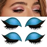 Lazy Eye Shadow Eyelash Patch, 3-in-1 Falsche Wimpern, Lidschatten und Eyeliner Aufkleber für alle Augentypen, selbstklebende wiederverwendbare Makeup Aufkleber für Party(2Paare) (blue)