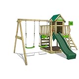 FATMOOSE Spielturm Klettergerüst JazzyJungle Jam XXL mit Schaukel & grüner Rutsche, Outdoor Kinder Kletterturm mit Sandkasten Leiter & Spiel-Zubehör für den Garten