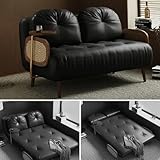 Generisch Bettcouch, Multifunktionales, Haustierfreundliches Klappsofa aus PU-Leder mit 5-Fach Verstellbarer Rückenlehne for Schlafzimmer, Wohnzimmer, Platzsparend