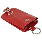 Leder Schlüsselglocke Schlüsseletui Schlüsseltasche Schlüsselmappe Schlüsselbeutel Farbe Rot