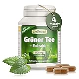 Grüner Tee Extrakt Kapseln hochdosiert – 500 mg Grüntee Extrakt pro Kapsel (120 vegane Kapseln) – Mit 90% Polyphenolen, ideal für eine bewusste Ernährung – Ohne Zusätze, laborgeprüft – Greenfood