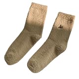 1 Paar weihnachtliche Wadenlange Wintersocken aus weichem, bequemem Stoff, Knöchelstickerei, Unisex-Design, Weihnachten, khaki, Einheitsgröße
