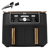 Ninja Foodi MAX Dual Zone Heißluftfritteuse, 9,5L Airfryer, 2 Fächer, mit Zange, Antihaftbeschichtung, spülmaschinenfeste Körbe, 6-in-1, Amazon Exklusiv, Kupfer/Schwarz, AF400EUCP