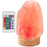 LIAVOP Himalaya Salzlampe, LED Salzkristalllampe mit Echtholzständer-Fernbedienung-USB-Pakistan Himalaya 7 Farben LED-Glühbirne für Schreibtisch, Zuhause