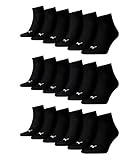 PUMA 18 Paar Unisex Quarter Socken Sneaker Gr. 35-49 für Damen Herren Füßlinge, Farbe:200 - black, Socken & Strümpfe:43-46