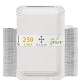 HEKU be green Einweg-Pappteller, 250 Stück, 13 x 20 cm I Kompostierbar und Umweltfreundlich I Ideal für Verschiedene Anlässe I Ohne Beschichtung I 100% Frischfaser