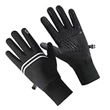 AKOOSY 1 Paar Warme Sporthandschuhe Atmungsaktiv im Freien Handschuhe für die Arbeit Aufstieg kalt Radfahren Fahrrad Reithandschuhe Handschuh Winter -Laufhandschuhe Stricken Schwarz