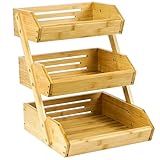 AdelDream Bambus-Obstkorb 3-stöckiger Servierkorb Obstschale und Snack-Ausstellungsständer perfekt für Obst Gemüse Snacks Haushaltswaren und mehr Bambus (dreistufiger Obstkorb)