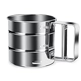 Mehlsieb Edelstahl, Feines Mehlsieb mit Einhand, 250g Volumen, Profi-Küchensieb, Staubzuckerstreuer für Mehl, Zucker, Gewürzpulver, Spülmaschinenfest