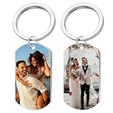 Menore Personalisierter Schlüsselanhänger mit Foto & Gravur, Edelstahl Personalisierte Schlüsselanhänger, Personalisierte Geschenke, Fotogeschenk für Papa Mama Freund Freundin Valentinstag