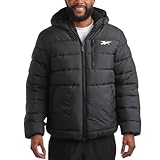 Reebok Herren-Winterjacke – schwerer Sherpa-Futter, Puffer-Parka, Herren-Wintermantel, isoliert, gesteppt, Skijacke für Herren, Schwarz (Jet Black), M