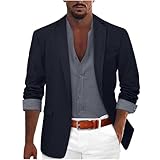 Herren Casual Leinen Jacke Leichtgewicht Sporty Anzugjacke Leisure Blazer DüNn Atmungsaktiv Sakkos Sommer Herbst Leinenjacke Einfarbig Freizeitjacke Regular Fit Sportmantel Modern Business Jacket