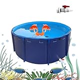 Überirdischer runder Outdoor-Fischteichpool mit PVC-Canvas-Auskleidungen und Stahlrahmen, schnelle Montage und einfache Reinigung, inklusive Bodenablauf für Koi- und Wasserspeicher