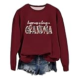 Damen-Pullover, Oma-Sweatshirt für Damen, Rundhalsausschnitt, keine Kapuze, Happiness Is A Grandma, Damen-T-Shirt, Übergröße, wein, S