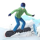 MOKIO® Pop-Up Karte – Snowboard – 3D Geburtstagskarte für einen Snowboardurlaub oder Snowboardkurs, Wintersport Grußkarte zum Geburtstag