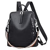 Vielseitiger Lederrucksack im College-Stil moderner wasserdichter Rucksack für Mädchen elegantes Design ideal für Schule Reisen Freizeitaktivitäten Alltag (Black, One Size)