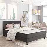 HOMEELIKE Boxspringbett Dunkelgrau Stoff 140x200 cm
