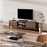 IKALIFE TV Schrank Fernsehtisch Modern - 150 cm TV Lowboard für Fernseher bis zu 65 Zoll, Fernsehschrank mit 2 Stauraum, TV-Board Sideboard TV-Tisch für Wohnzimmer Schlafzimmer, Braun